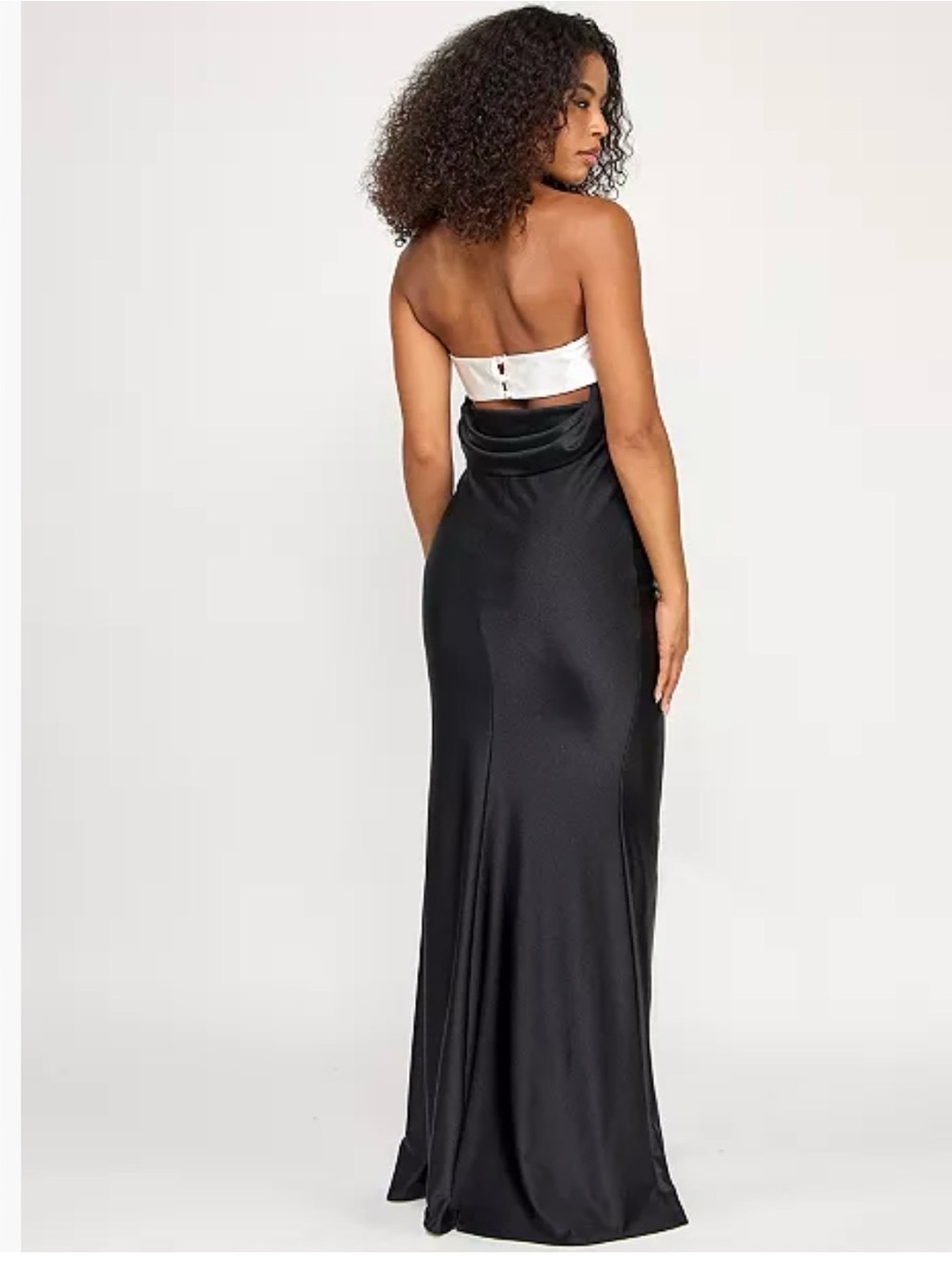 Macy's Strapless Black Gown with White Bandeau - Picture 2 of 5